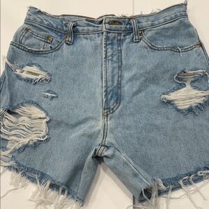 American Eagle Outfitters Light Blue Distressed Jean Shorts vintage made in USA